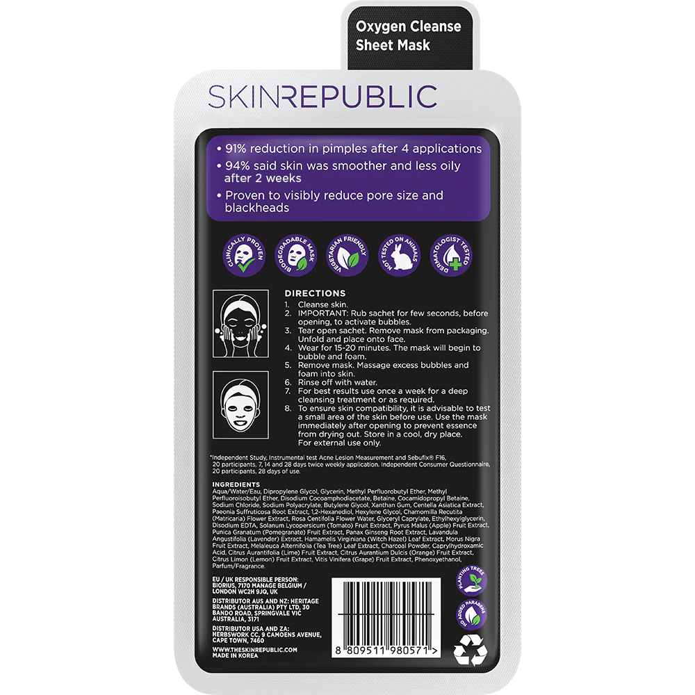 Bubble Purifying + Charcoal Face Sheet Mask