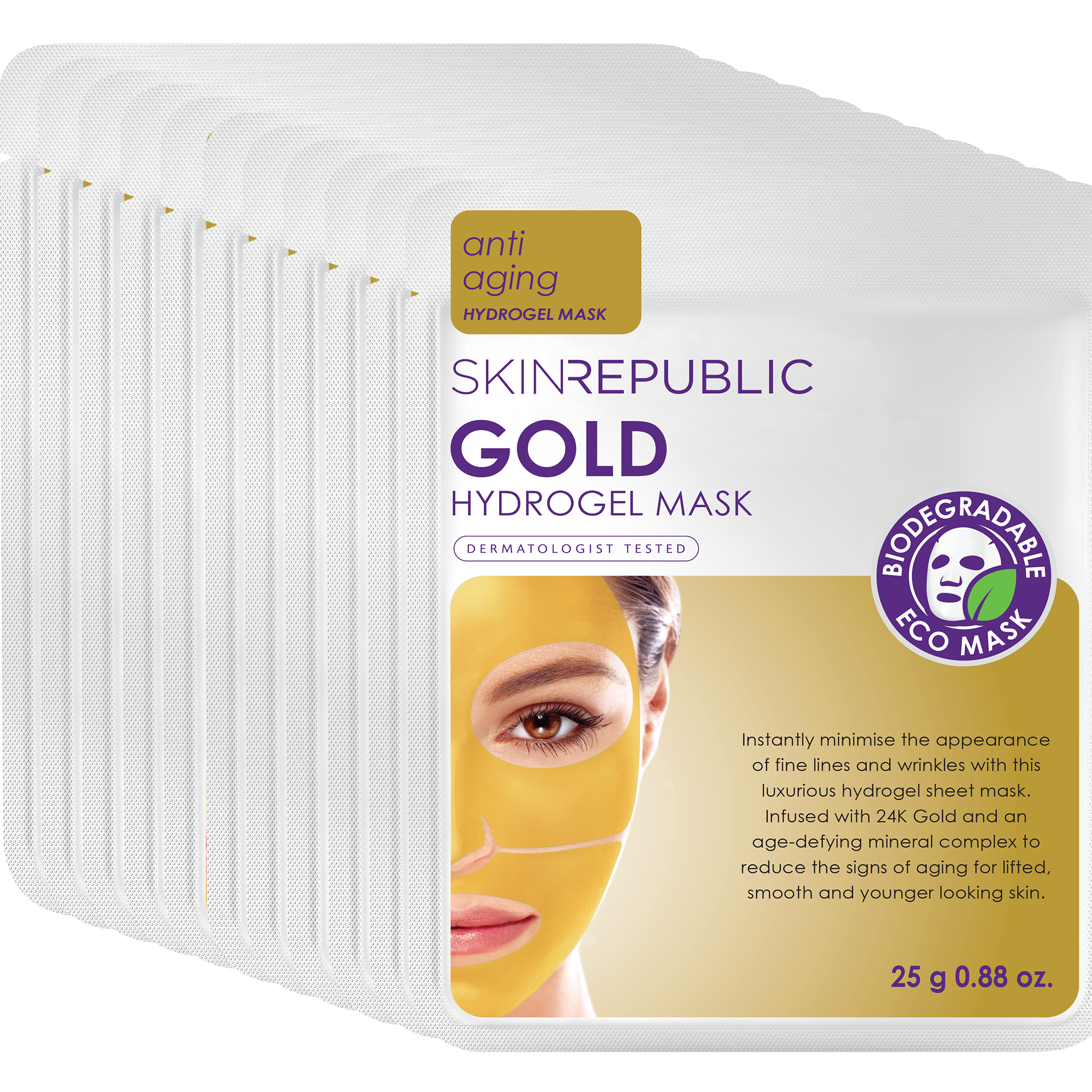 Gold Hydrogel Face Sheet Mask (Pack Of 10)